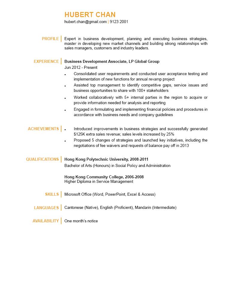 Business Development Associate CV CTgoodjobs Powered By Career Times